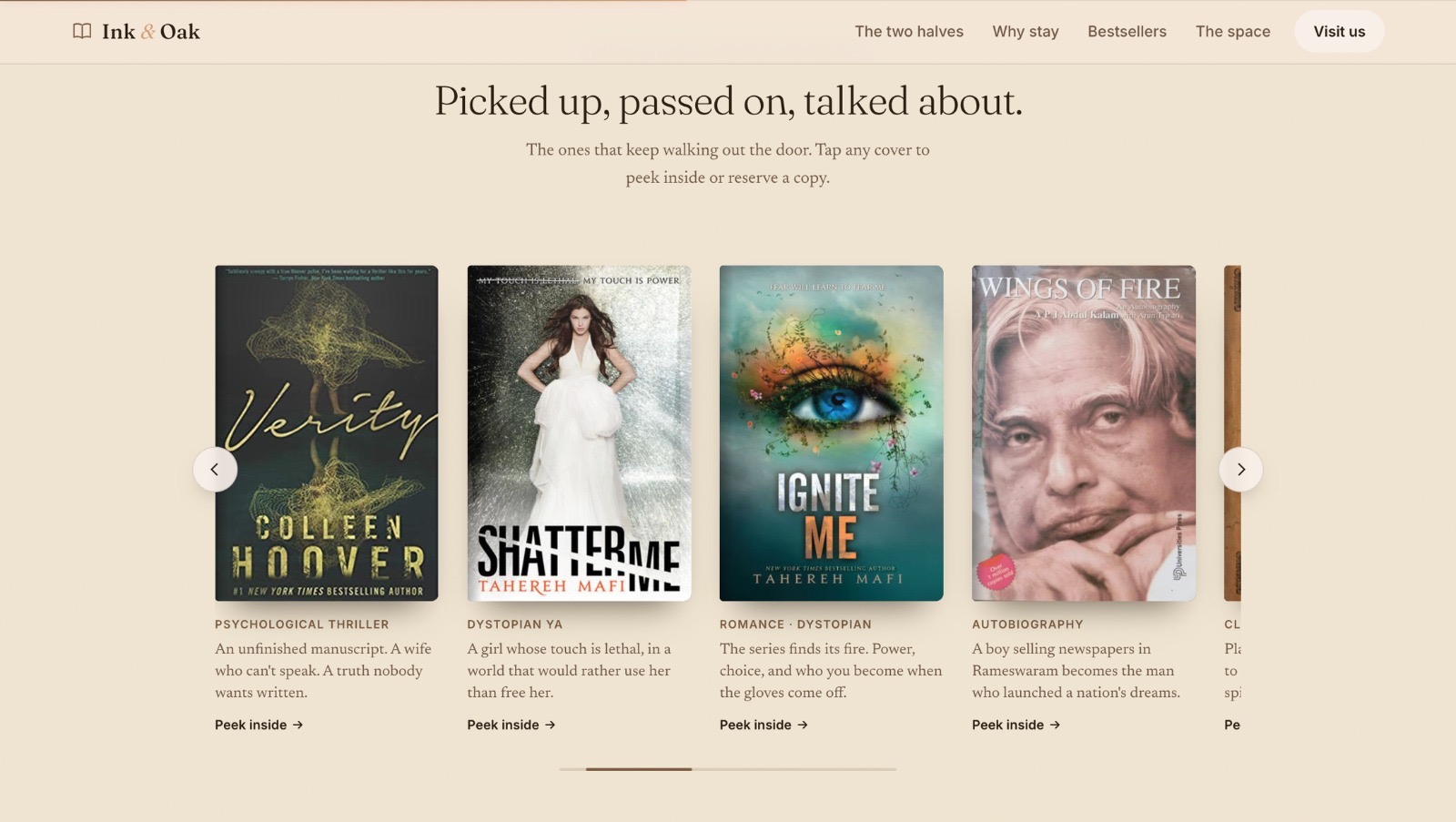 Ink & Oak - bestsellers section