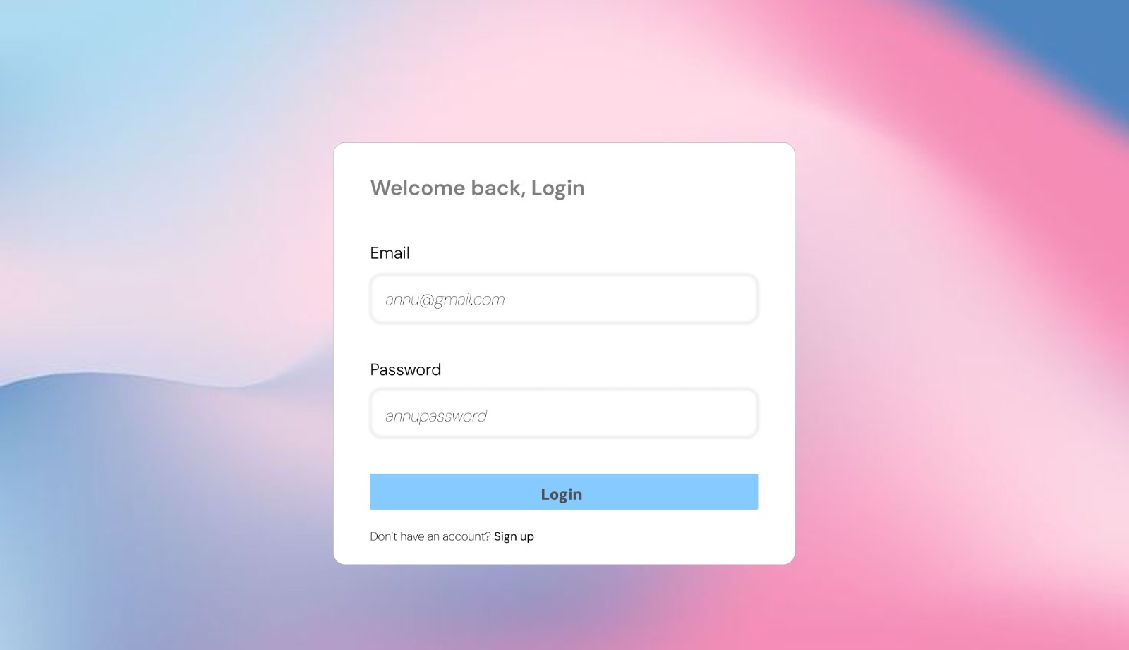 Login - gradient UI screen